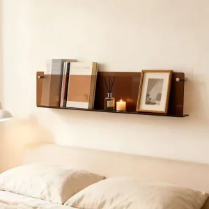 Eco Friendly Portable Acrylic Floating Shelf Wall Mounted Bookshelf Storage Racks with Easy Assembly