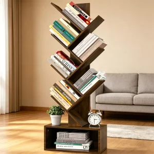 Eco Friendly Solid Wood Display Shelf with Integrated Cabinet Base Ideal for Living Room Bedroom and Compact Urban Living Spaces