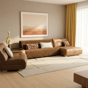 Eco Leather Chenille SOFA Customizable Modern Luxury King Size Upholstered Soft Platform Solid Pine Wood Frame