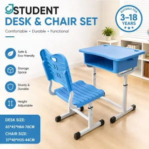 Eco Plastic Height Adjustable Student Desk Chair Set Storage Drawer Kids Study Table School Classroom Furniture for Teenagers