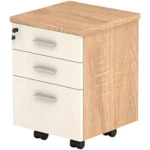 Eco friendly 3 Drawer Office Storage Cabinet Durable Wooden Pedestal Filing Cabinet