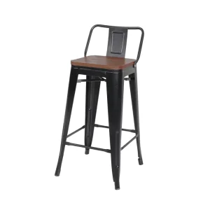 Eco friendly Industrial Design Metal Bar Chair Outdoor Use Low Back Tolixs Bar Chair with Wood Seat