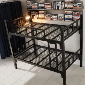 Eco friendly Zero Formaldehyde Metal Bunk Bed with Steel Wire Mesh Slats for Mining Camp