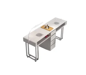 Economical Modern Metal Professional Manicure and Nail Table with Wood Tabletop Vacuum Cleaner for Nail Salon Workshop Hospital