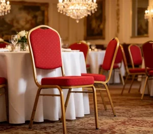Economical Rental Stackable Metal Frame Fabric Upholstered Hotel Banquet Chair