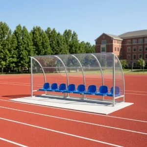 Economical Soccer Dugout Player Substitute Bench with Plastic Mid Back Seats 2 to 24 Seats Outdoor Football Team Shelter