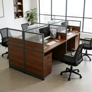 Efficient Modular Office Cubicles Commercial Privacy Partitions 6/4 Staff Computer Desk with Screen Stations Divider Furniture