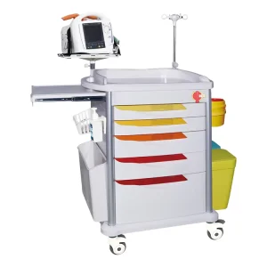 Efficient Storage Modern Plastic Hospital Emergency Crash Cart Trolley Premium Emergency Trolley