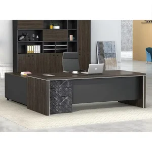 Ekintop 0ffice Furniture Modern Luxury Black Office Desk and Chair for Office