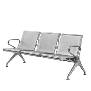 Ekintop Modern Chrome Steel Waiting Chair 3 Seater Waiting Room Chairs Station Reception Waiting Area Chairs