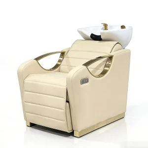 Electric Adjustable Legs Barbershop Furniture Washing Chair Luxury Ceramic Basin Head Therapy Hair Shampoo Chair