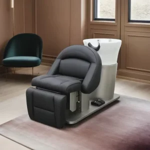 Electric Adjustable Lift Salon Barber Chair 360 Degrees Rotation PU Leather Hydraulic Pump Luxury Shampoo Bed for Barbershop