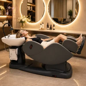 Electric Adjustable Spa Therapy Hair Salon Shampoo Bowl Chair Ceramic Basin Recliner for Barbershop