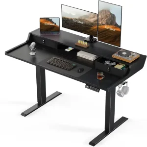 Electric Adjustable Study Lift Table Standing Desk Sturdy Frame Spacious Work Surface Height Adjustment Office Desk