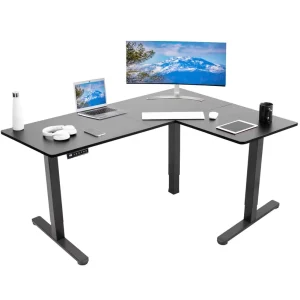 Electric Ergonomic Metal L Shaped 3 Legged Modern Executive Desk Height Adjustable Extendable Standing Desk Villa Office