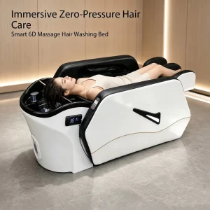 Electric Head Spa Shampoo Bed with Massage Shampoo Bowl LED Light Backwash Chair for Hair Salon Furniture