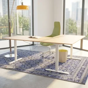 Electric Height Adjustable 90 Degree L Shaped Corner Standing Desk Ergonomic Office Computer Workstation