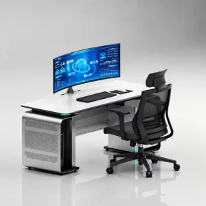 Electric Height Adjustable Desk for Home Office Ergonomic Sit Stand Computer Workstation with Modern Metal Frame