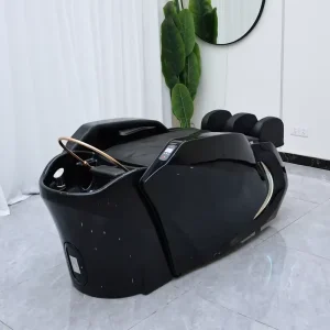 Electric High Density Sponge Waterproof Leather Hair Washing Chair for Barber Shop Beauty Spa Studio Black