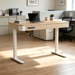 Electric Lift Desk with Drawer Adjustable Home Study Computer Desk Office Gaming Workstation