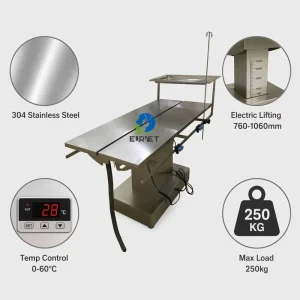 Electric Lifting Pet Operating Table 304 Stainless Steel Veterinary Surgical Equipment Thermostatic Heating