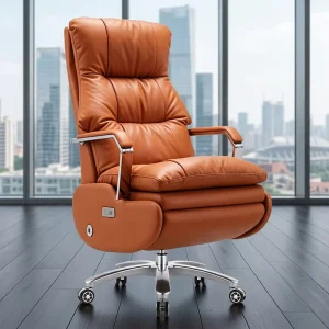 Electric Massage Executive Office Chair Genuine Leather Reclining Heated & Ventilated Ergonomic Comfort Business Chair