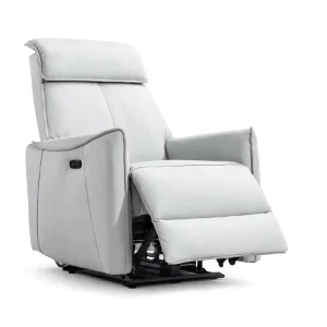 Electric Massage Recliner Chair White Leather Rocking Swivel Function Single Home Theater Seating