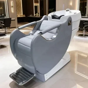 Electric Modern Ceramic Basin PU Leather High Density Sponge Shampoo Chair Backrest Legrest 2 CE Motors Customizable Salon Bed