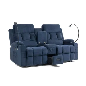 Electric Modern Fabric Two Seat Massage Recliner Lift Chair with Remote Control for Theater Cinema Home Use