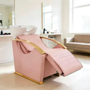 Electric Modern Shampoo Chair with Ceramic Basin Adjustable Height Comfortable Durable Design for Hotel & Nail Salon Use