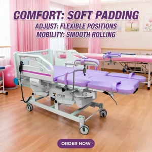 Electric Obstetric Gynecology Operating Table Delivery Bed Metal Frame Adjustable Position Hydraulic System 100kg