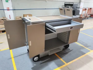 Electric Plastic Hotel Service Cart with Laundry Basket for Room Service Housekeeping Hospital Use (300KG Capacity)