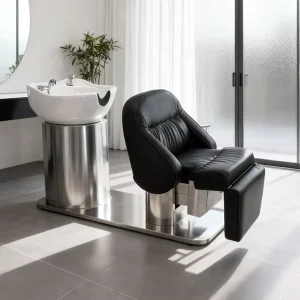Electric Shampoo Chair Lift Rotate Head Massage Shampoo Bed Integrated Stainless Steel Shampoo Bed for Barber Shop