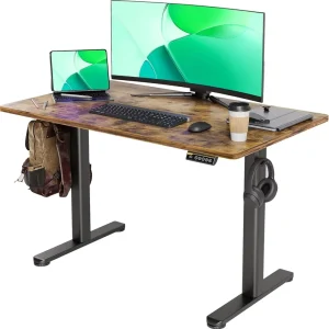 Electric Standing Desk Adjustable Height Stand up Desk 24×48 Inches Sit Stand Home Office Desk with Splice Board