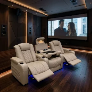 Electric Top Genuine Leather Cinema Room Sofa Theatre Seating Recliner Sofas Cinema Room Massage Chair Living Room Sofa
