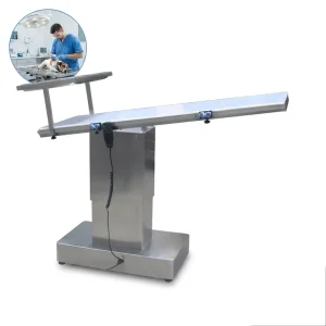 Electric Veterinary Surgery Table Stainless Steel Pet Operating Table with IV Pole and Instrument Tray for Clinic