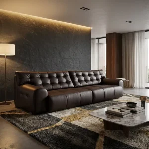 Electrically Adjustable Large Black High end Italian Minimalist Sponge Modern Sectional Sofas Set for Hotel Living Room