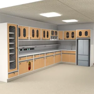 Electrolytic Steel Treatment Preparation Cabinet with Sink and Glass Door Hospital Clinic Modular Furniture