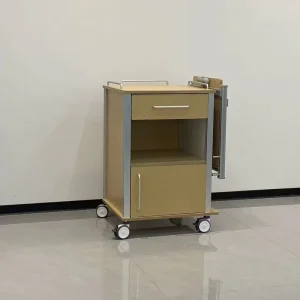 Electrostatic Sprayed Steel Side Panel MDF Patient Nightstand Retractable Food Table Triple Silent 1 Drawer Slides