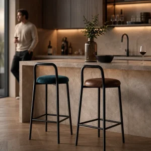 Elegant 65cm Height with Arch Backrest and High Density Padded Seat for Kitchen Cafe Bar Stool
