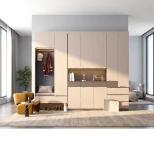 Elegant Custom Fluted Frame Shoe Storage Cabinet Split Shoe Compartment Household Entry Furnishings