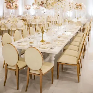 Elegant Gold Metal Wedding Chairs and Tables Set for Luxury Events