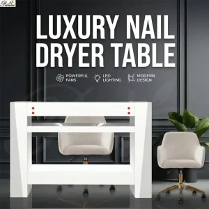 Elegant Marble Top Acetone Resistant Black Nail Dryer Table Manicure