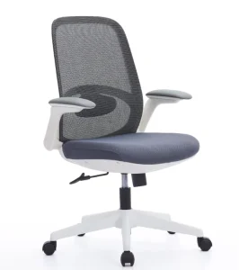 Elegant Modern Executive Office Chair Aluminum Frame Fixed Armrests Adjustable Height Wing Back Design Swivel Fabric