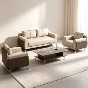 Elegant Modern Luxury PU Leather Office Sofa Set Stylish Design with Metal Legs for Living Room Office Apartment School Hotel