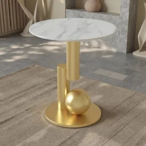 Elegant Sturdy Metal Round Coffee Table for Living Room Furniture
