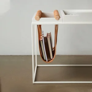Elegant Wooden PU Leather Home Decor Table Straps Slot Shelf Magazine Holder Magazine Rack