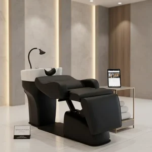 Elite Bsalon Shampoo Bed Electric Shampoo Chair for Men with Hydraulic Pump Adjustable Footrest for Barbershop Salon Furniture