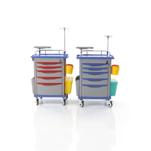 Emergency Hospital Nursing Cart Medical ABS Trolley with 5 Drawers Modern Design