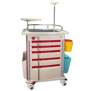 Emergency Infusion Medical Trolley Hospital Cart Drawer Plastic Aluminium Alloy Upright Column Mute Braked Caster